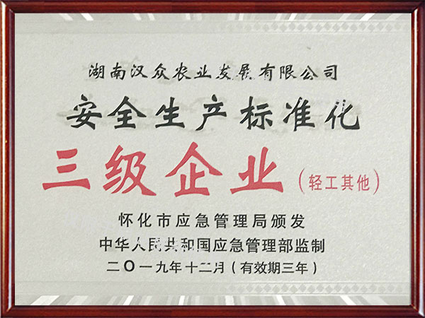 安全生產(chǎn)化三級(jí)企業(yè)